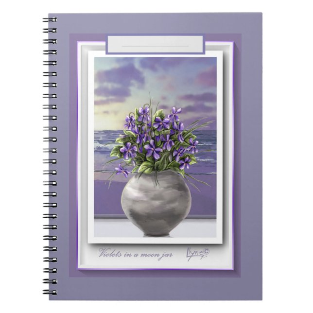 Cuaderno violetas en tarro lunar (Frente)