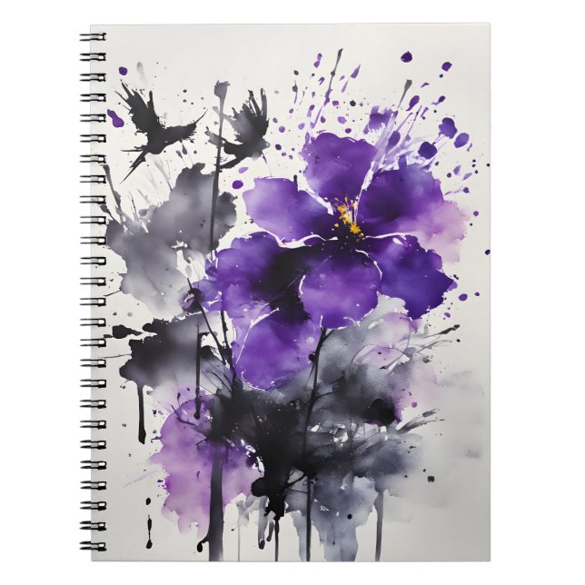 Cuaderno Violetta - Flores acuarela (Frente)