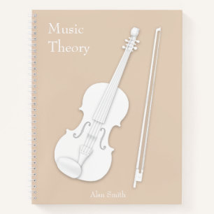 Cuaderno Violin blanco o viola con Personalizado beige negr