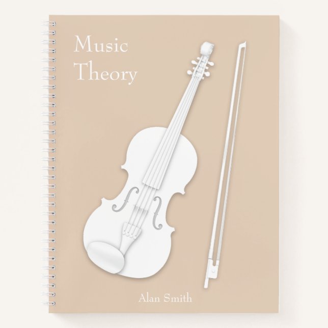 Cuaderno Violin blanco o viola con Personalizado beige negr (Anverso)