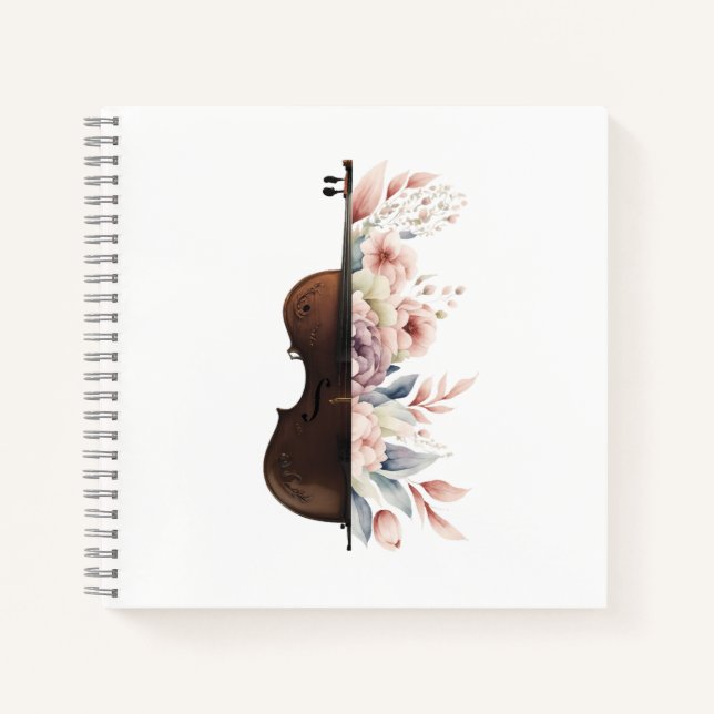 Cuaderno Violín con flores. (Anverso)