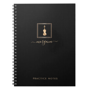 Cuaderno Violín de oro tipografía elegante Músico