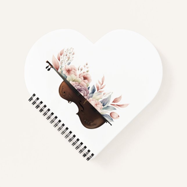 Cuaderno Violín entre flores. Bouquet de flores. (Anverso)
