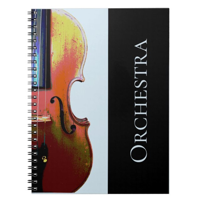 Cuaderno Violin musical Simple Blue Orchesra negra (Frente)