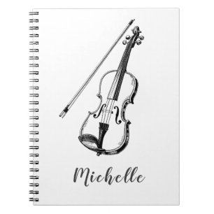 Cuaderno Violín musical vintage personalizado