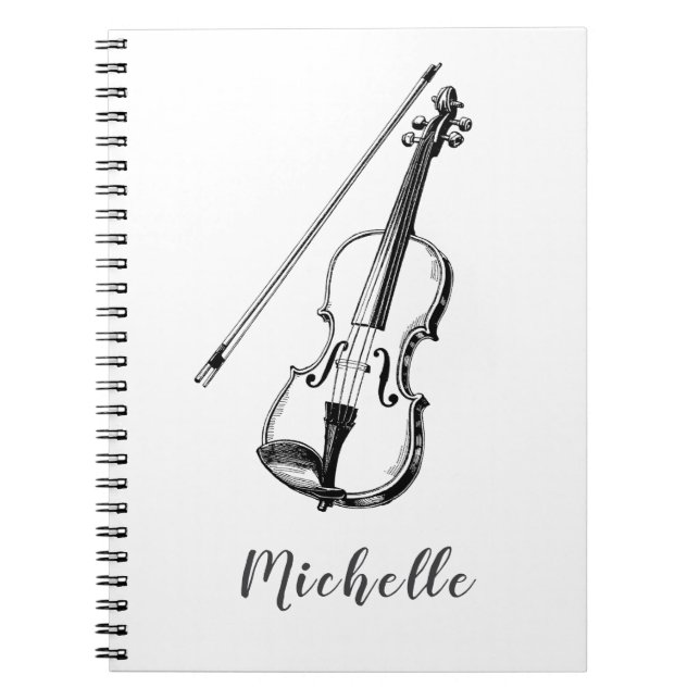 Cuaderno Violín musical vintage personalizado (Frente)