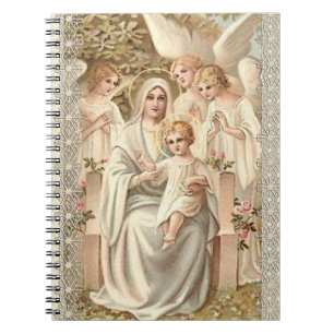 Cuaderno Virgen Madonna Maria con el niño Jesús y ángele