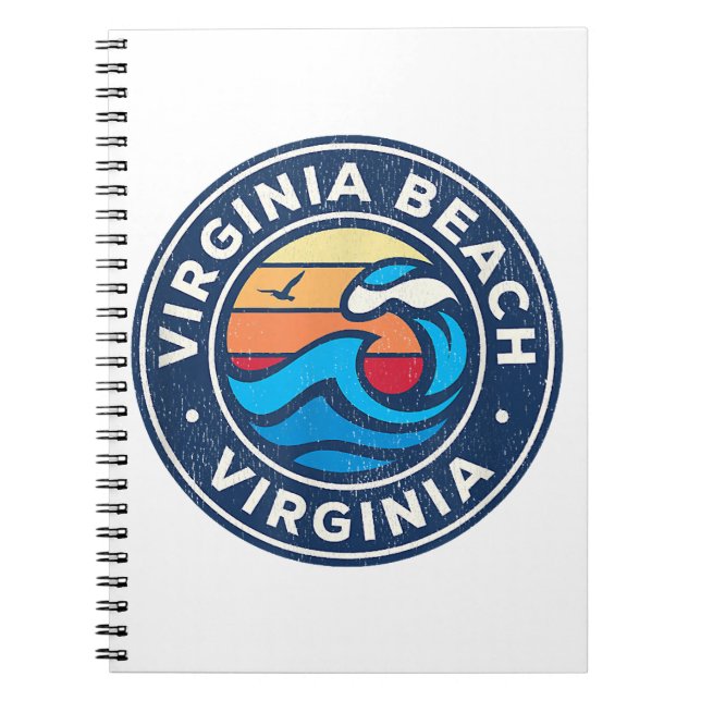 Cuaderno Virginia Beach Virginia VA Vintage Nautical Waves (Frente)