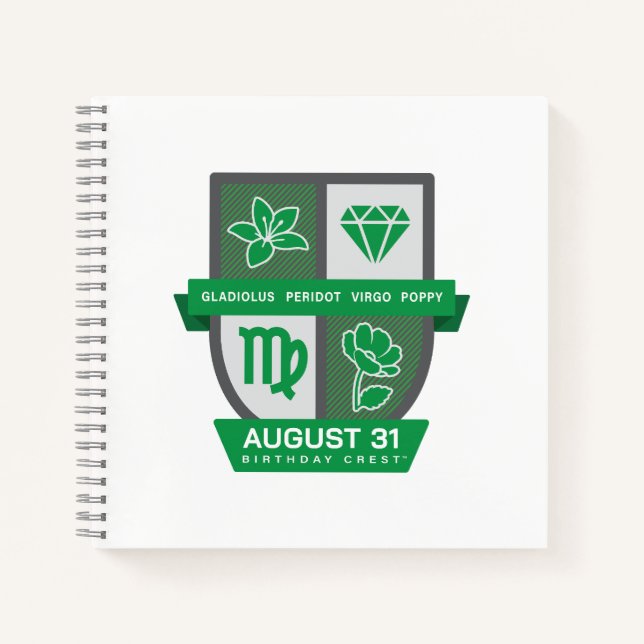 Cuaderno Virgo Birthday Crest™ for August 23-31 (Anverso)