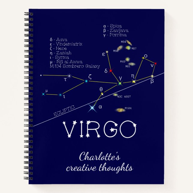 Cuaderno Virgo de Constelación Zodiac (Anverso)