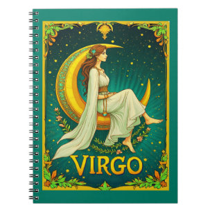 Cuaderno Virgo Maiden sentada en la luna creciente