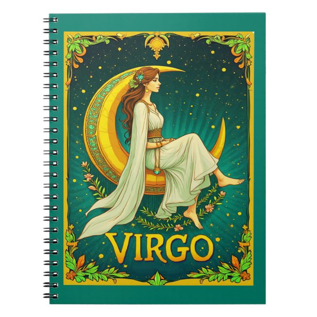 Cuaderno Virgo Maiden sentada en la luna creciente (Frente)