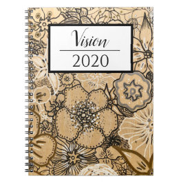 Cuaderno Visión 2020 de un portátil floral con temas de mad