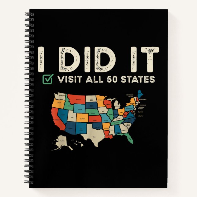 Cuaderno Visitó los 50 estados de EE. UU. - Mapa de viaje d (Anverso)