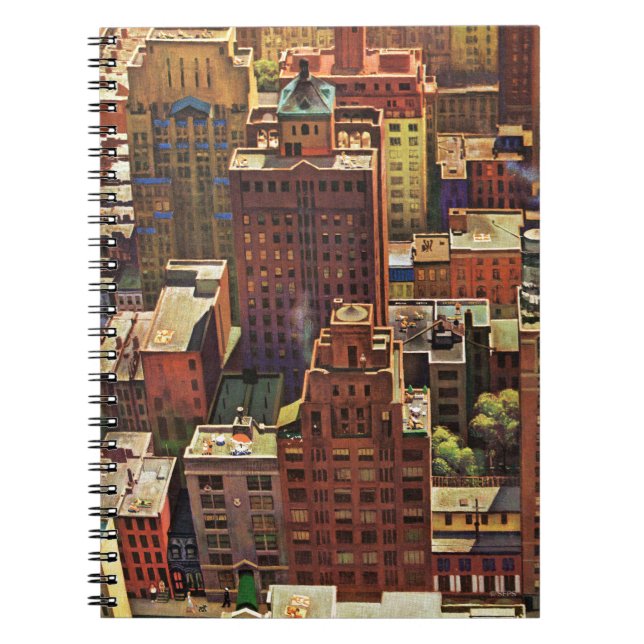 Cuaderno Vista aérea de Nueva York por John Falter (Frente)