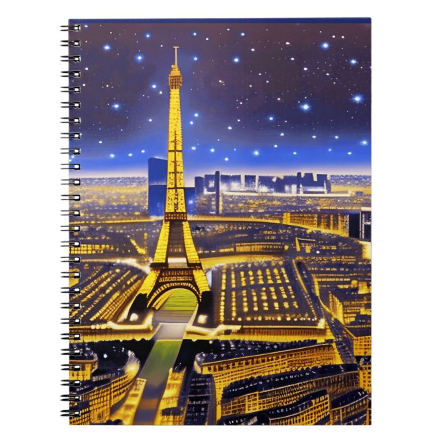 Cuaderno Vista aérea de París bajo las estrellas (Frente)