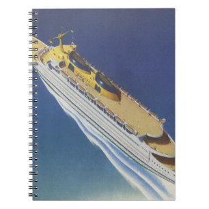 Cuaderno Vista aérea de un barco de crucero vintage en el o