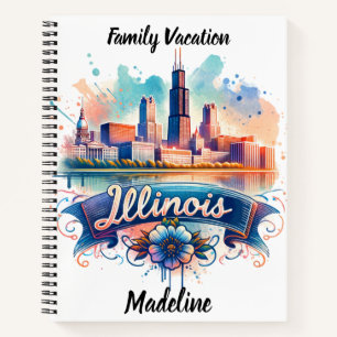 Cuaderno Vista artística del perfil de Illinois
