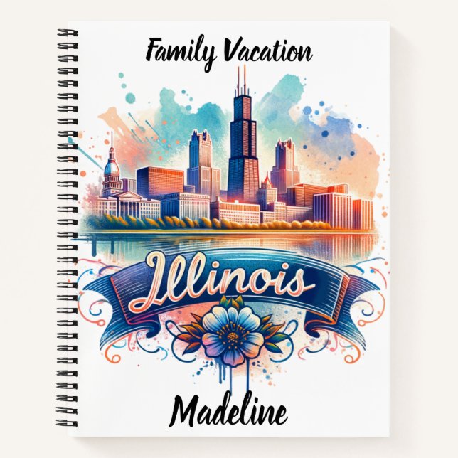 Cuaderno Vista artística del perfil de Illinois (Anverso)