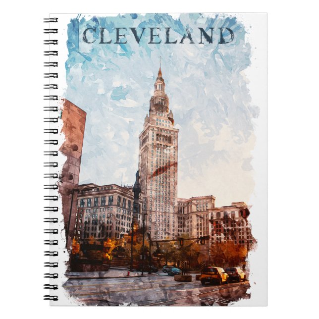 Cuaderno Vista Cleveland Ohio Watercolor City (Frente)