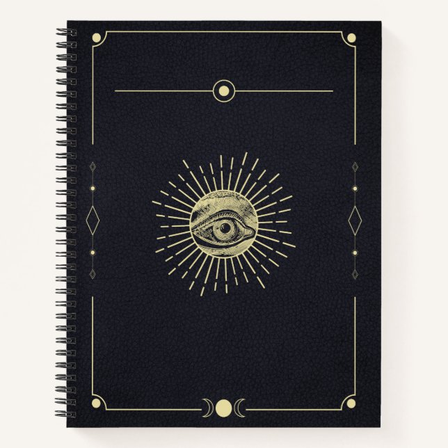 Cuaderno Vista cósmica - Diseño esoterico dorado (Anverso)