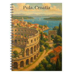 Cuaderno Vista de ciudad de viaje de la Vieja Pula Croacia