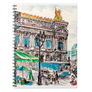 Cuaderno vista de la calle de París del teatro Wicked cafe 