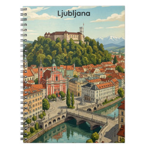 Cuaderno Vista de la ciudad de Ljubljana Eslovenia vintage