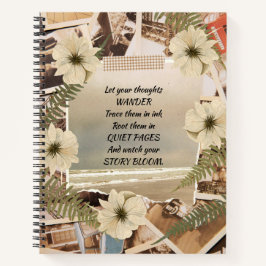 Cuaderno Vista de océano ventilado Floral presionada