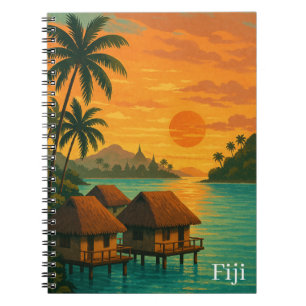Cuaderno Vista del atardecer de los Bungalows oceánicos tro