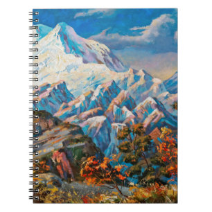 Cuaderno Vista del otoño de la montaña Elbrus de dos cabeza