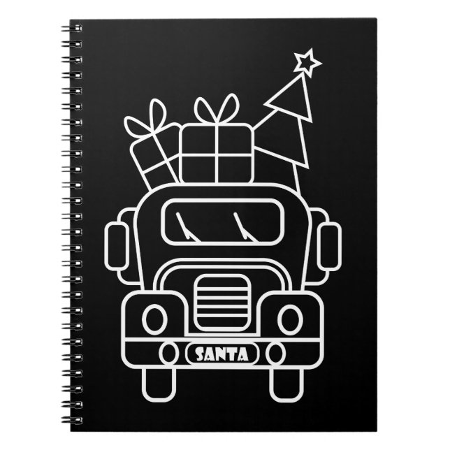 Cuaderno Vista frontal del camión de Navidades de esquema (Frente)