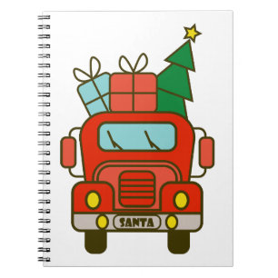 Cuaderno Vista frontal del camión Santa Feliz Navidad