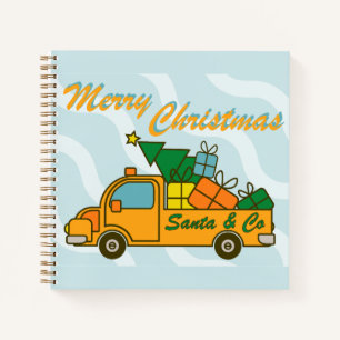 Cuaderno Vista lateral del camión Santa Feliz Navidad