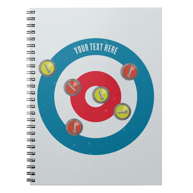 Cuaderno vista superior de la casa curling y piedras curvad (Frente)