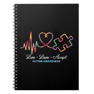 Cuaderno Vive Ama Acepta Conciencia del Autismo Tie Dye Aut