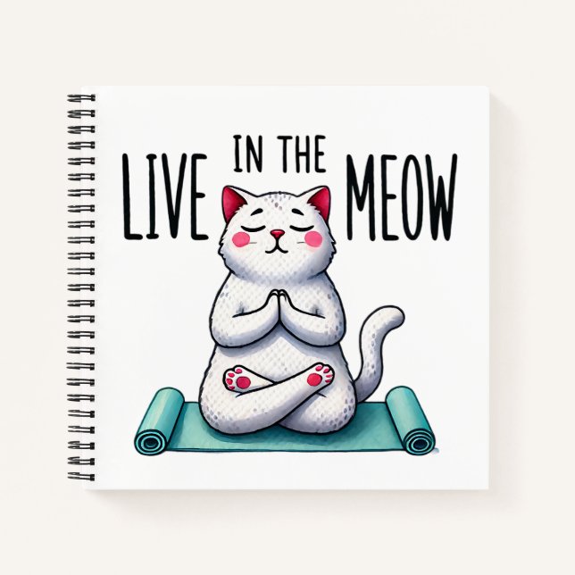 Cuaderno "Vive en el Meow" Gracioso Gato Lover (Anverso)