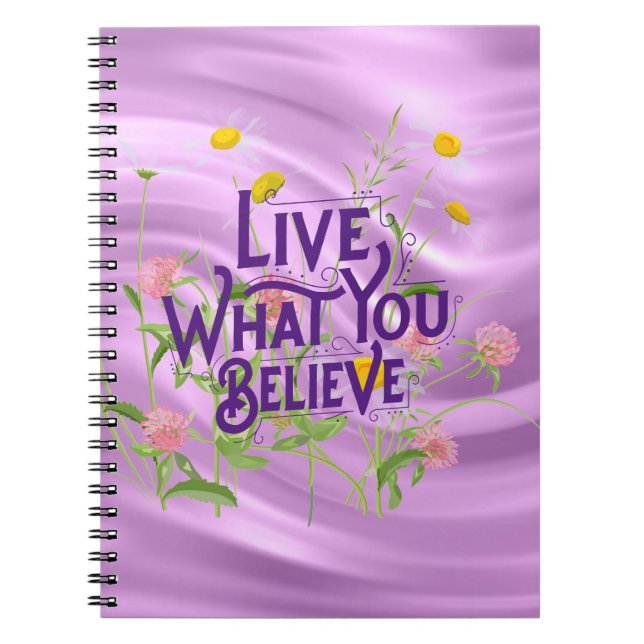 Cuaderno Vive Lo Que Crees Que Cita Floral Purple Lilac (Frente)