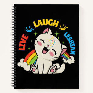 Cuaderno Vive Sonríe Bandera Lesbiana Arcoíris Gato Orgullo
