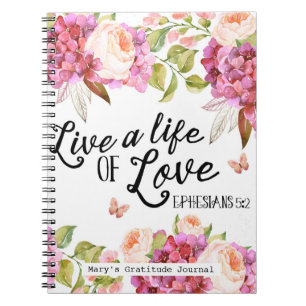 Cuaderno vive una vida de amor gratitud diario floral