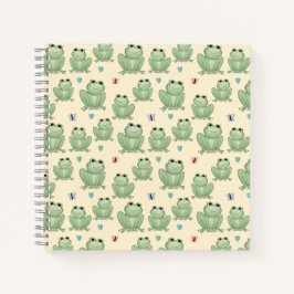 Cuaderno Vivero de rana de acuarela de crema caprichosa