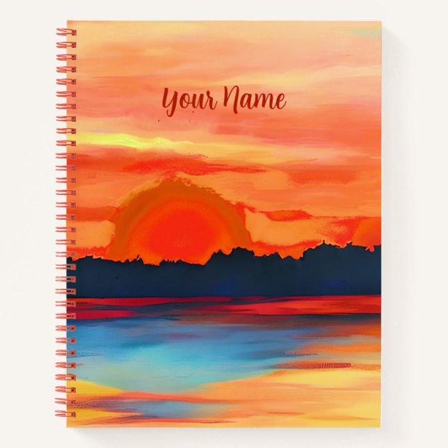 Cuaderno Vivid Ocean Sunset en Fiery Naranja (Anverso)