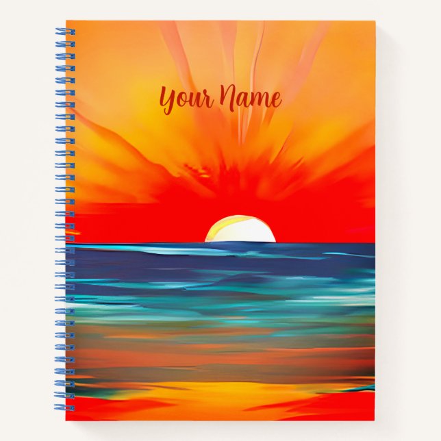Cuaderno Vivid Ocean Sunset en Naranja y azul (Anverso)