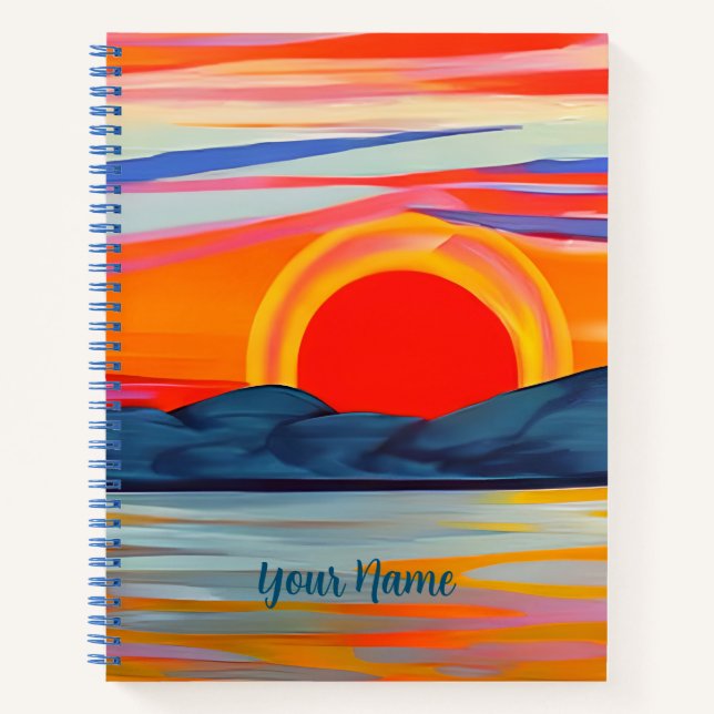 Cuaderno Vivid Ocean Sunset Over Mountains (Anverso)