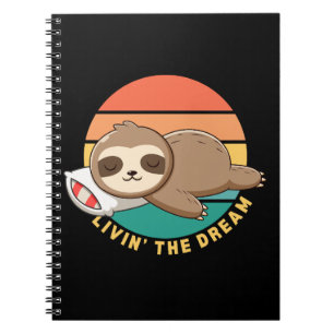 Cuaderno Viviendo el Sueño Mono Perezoso Divertido Durmiend