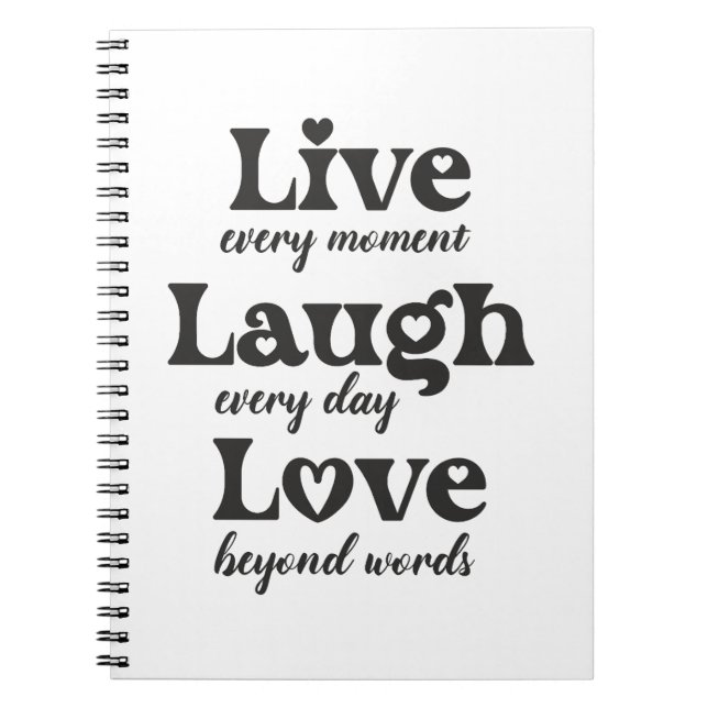 Cuaderno vivir, reír, amar - tres hermosas palabras (Frente)