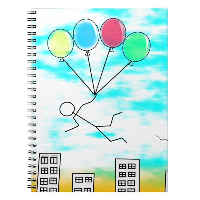 Cuaderno Volando Sobre La Ciudad Con Globos (Frente)