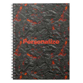 Cuaderno Volcán lava de los molten negro y rojo
