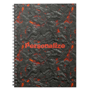 Cuaderno Volcán lava de los molten negro y rojo