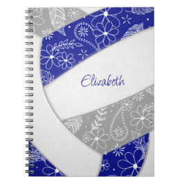 Cuaderno voleibol deportivo azul giratorio boho